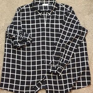 Black & ivory windowpane check shirt